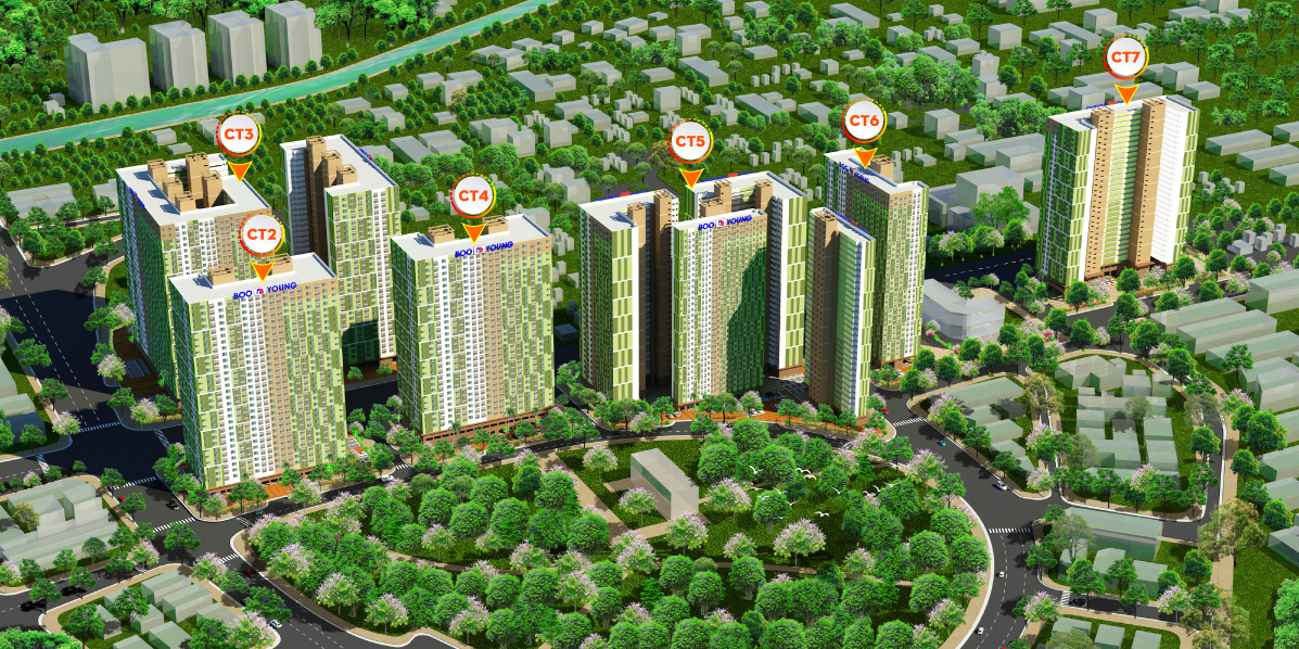 Phối cảnh dự án chung cư Quốc tế Booyoung Vina
