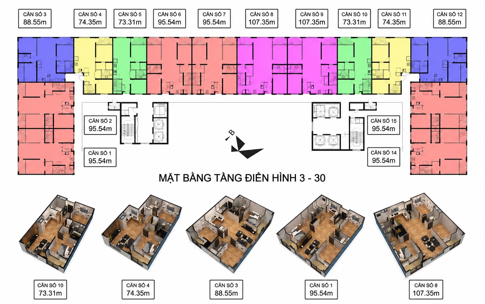 Mặt bằng tầng điển hình chung cư Booyoung Vina