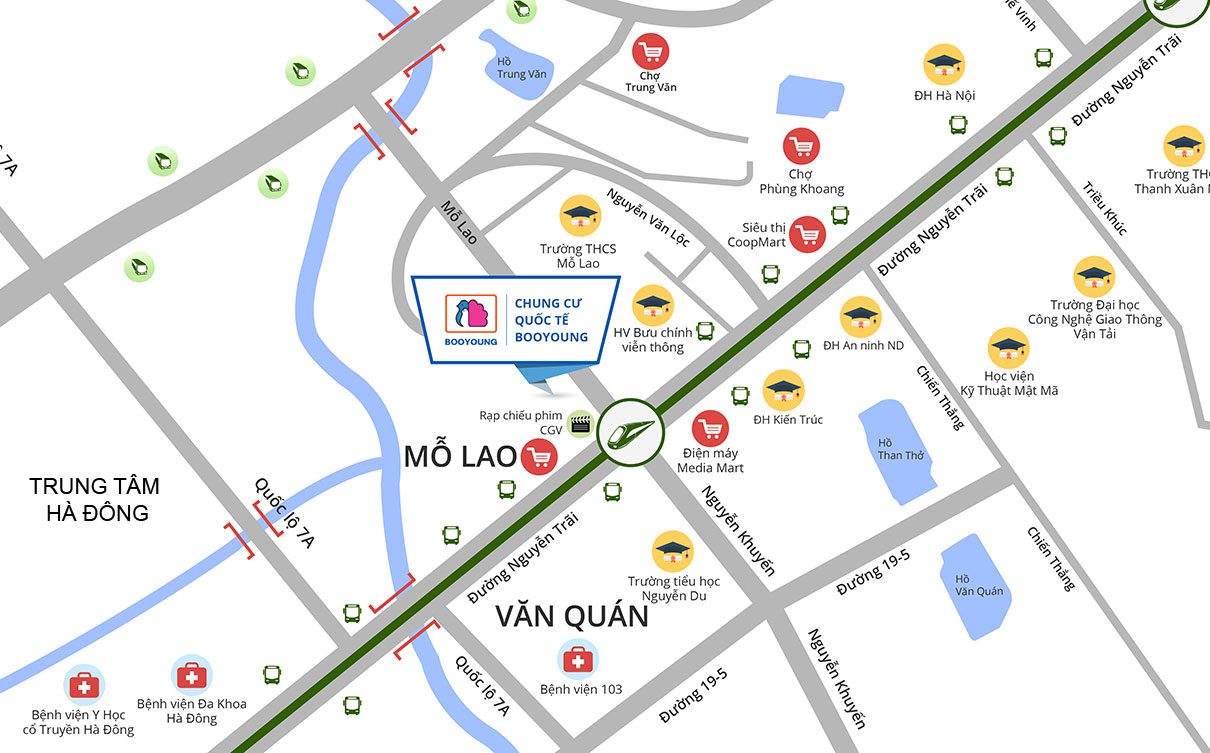 Vị trí chung cư quốc tế Booyoung Vina Mỗ Lao