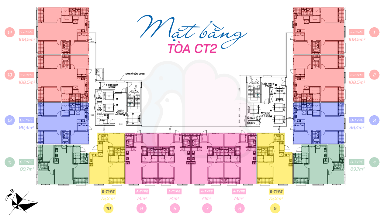 Mặt bằng tòa CT2 - Dự án Booyoung 