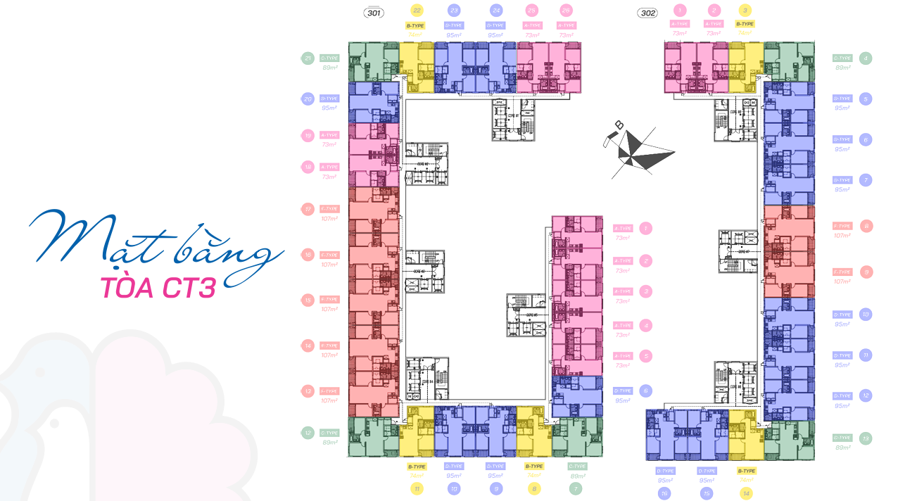 Mặt bằng tòa CT3 - Dự án Booyoung