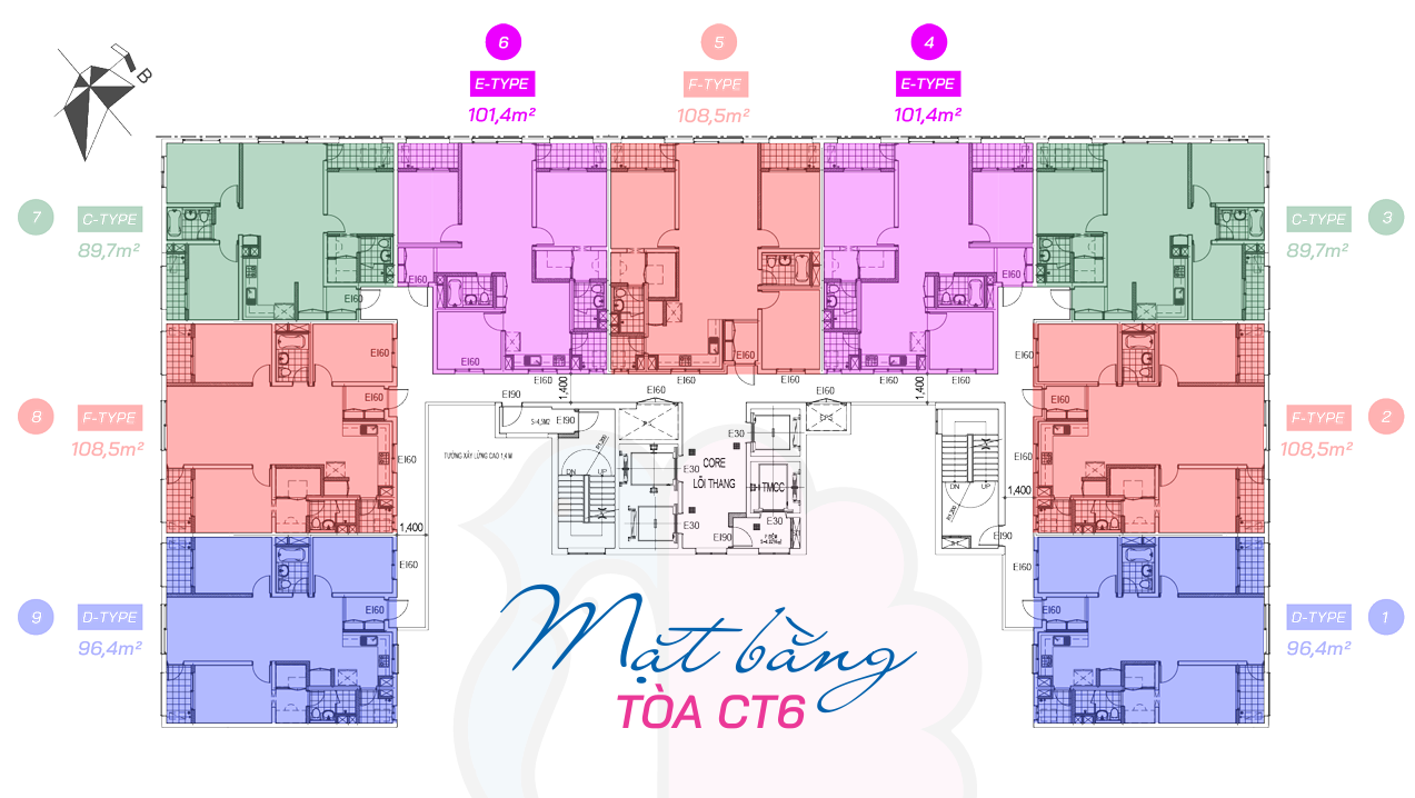 Mặt bằng tòa CT6 - Dự án Booyoung